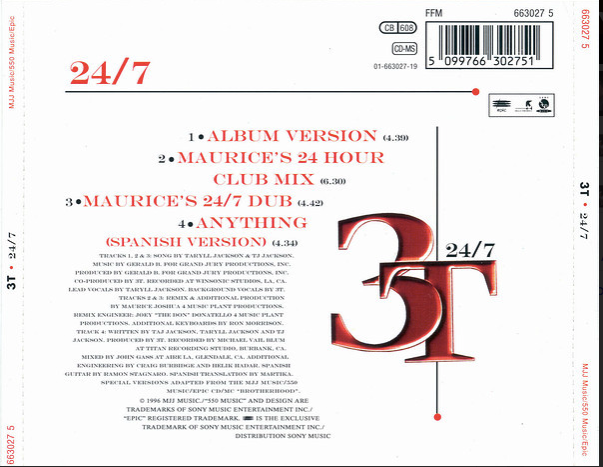 3T - Michael Jackson 24/7 4 Track European CD Single