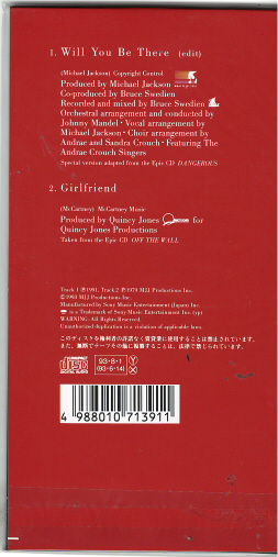 Michael Jackson Will You Be There Japan 3" Long Sleeve CD