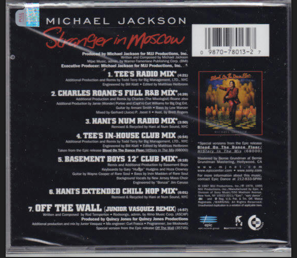 Michael Jackson Stranger In Moscow USA 7 Track Vintage CD Single