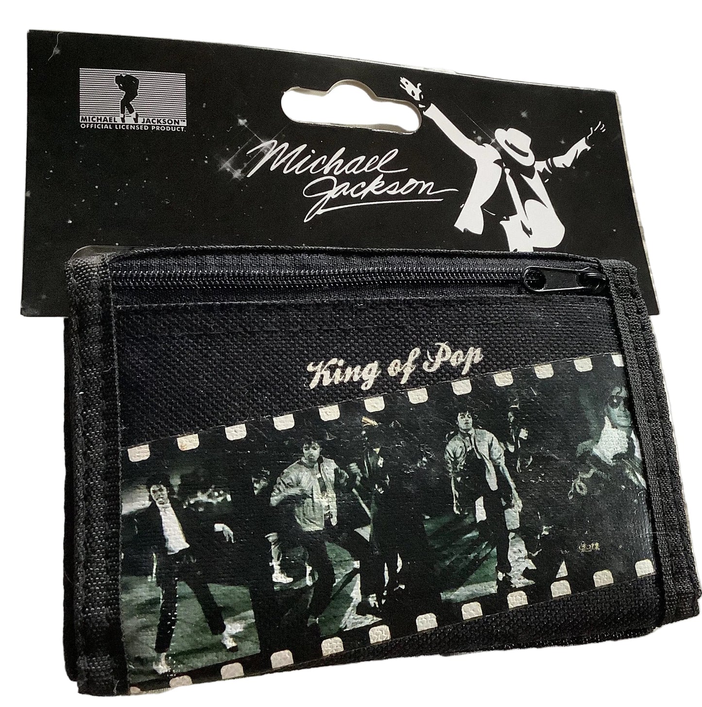 Michael Jackson Official Pigna Black wallet with 'King Of Pop’ branding on a quilted surface