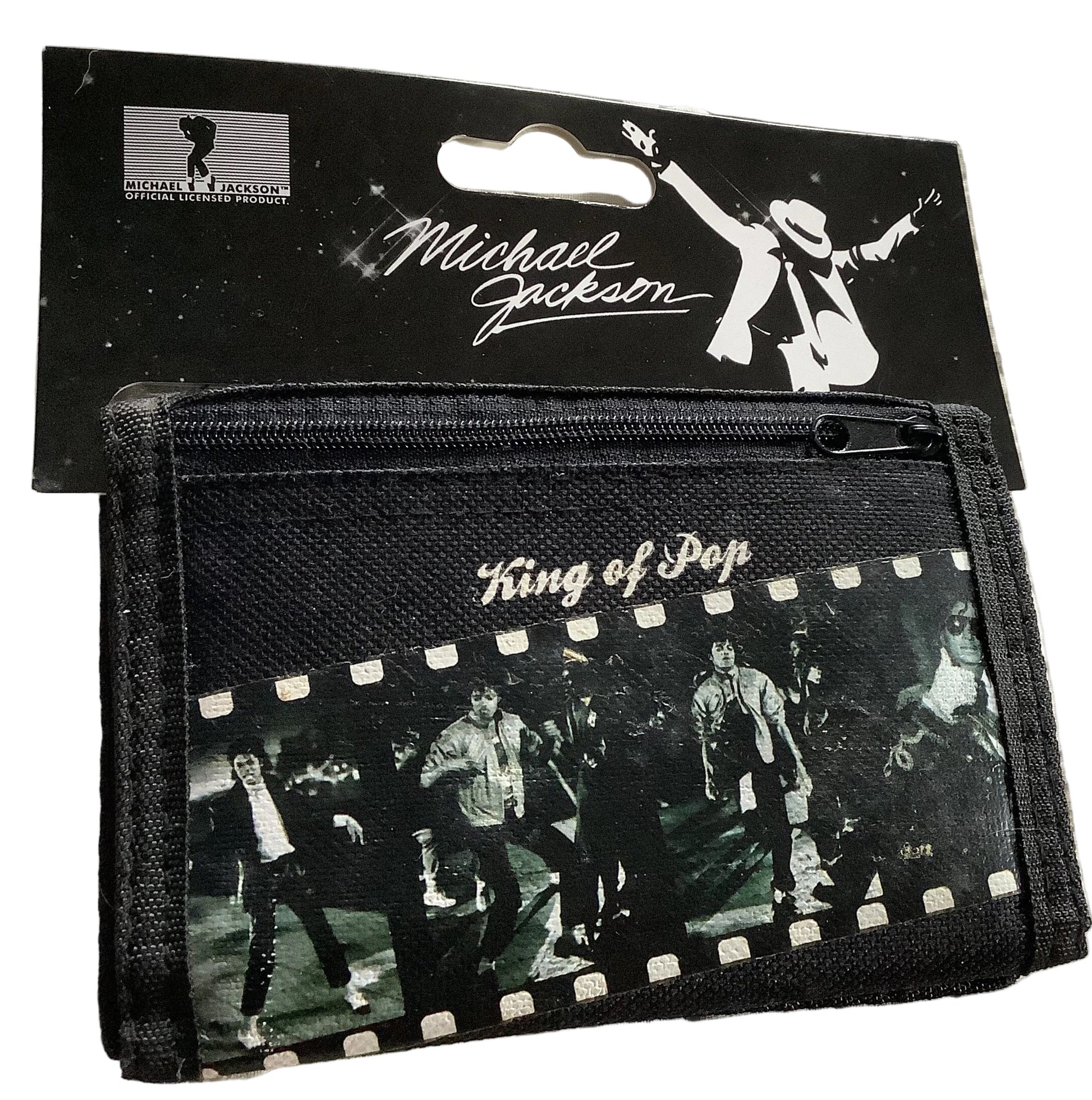 Michael Jackson Official Pigna Black wallet with 'King Of Pop’ branding on a quilted surface