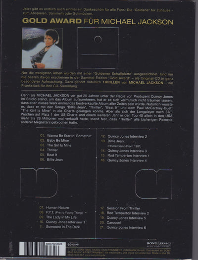 Michael Jackson Thriller Special Edition Gold Award Vintage CD Germany
